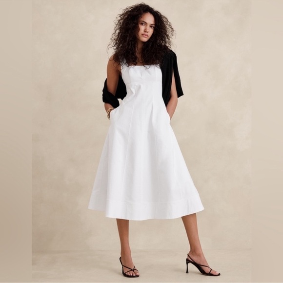 NWT! Banana Republic Black Natalia Square-Neck Midi Dress  - 16 Tall 🌟 - Picture 7 of 8